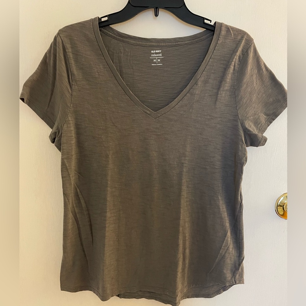 Heather Gray V-Neck Women's Top